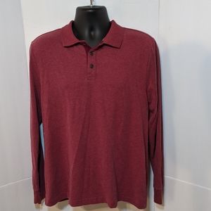 St John's Bay Men's Long Sleeve Polo- Medium Burgundy